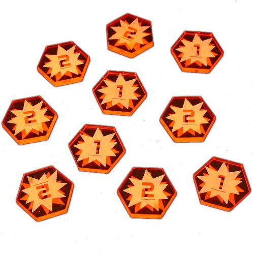 Space Fighter 1-2 Damage Tokens, Fluorescent Amber (10)